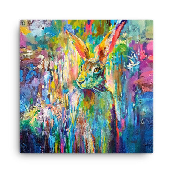 Wraptious Sue Gardner Colourful Woodland Hare Mini Canvas