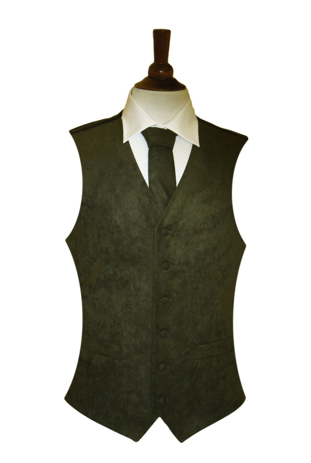 Suede Effect Gents Waistcoat Vest - Green