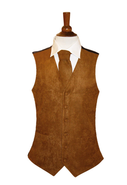 Suede Effect Gents Waistcoat Vest - Beige