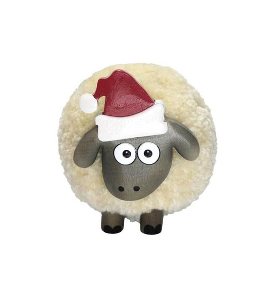 Pom Pom Sheep With Christmas Hat Ornament