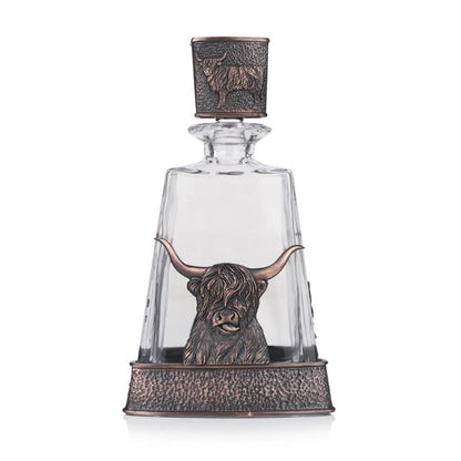 Chocolate Bronze Cow Thistle Whisky Decanter