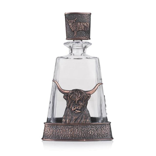 Chocolate Bronze Cow Thistle Whisky Decanter