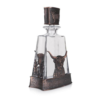 Chocolate Bronze Cow Thistle Whisky Decanter