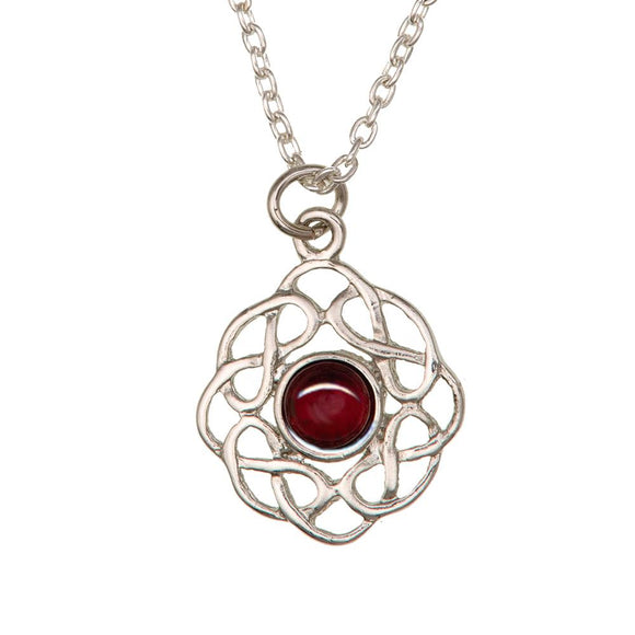 January Garnet Celtic Knot Birthstone Necklace