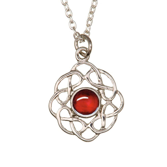July Ruby Celtic Knot Birthstone Necklace