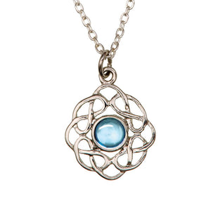 March Aquamarine Celtic Knot Birthstone Necklace