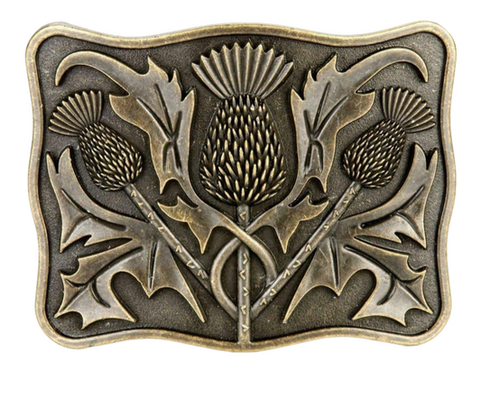 Celtic Thistle Trio Brass Kilt Buckle