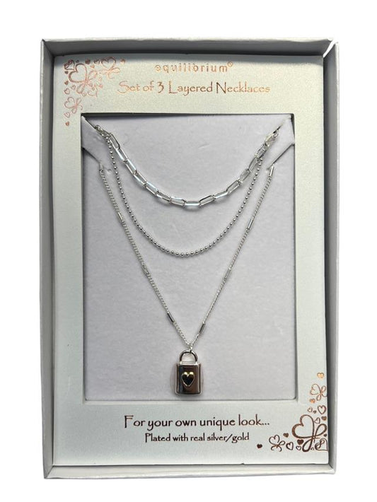 3 Layered Lock & Key Necklaces