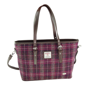 Harris Tweed Purple Check Ladies Tote Grab Handbag