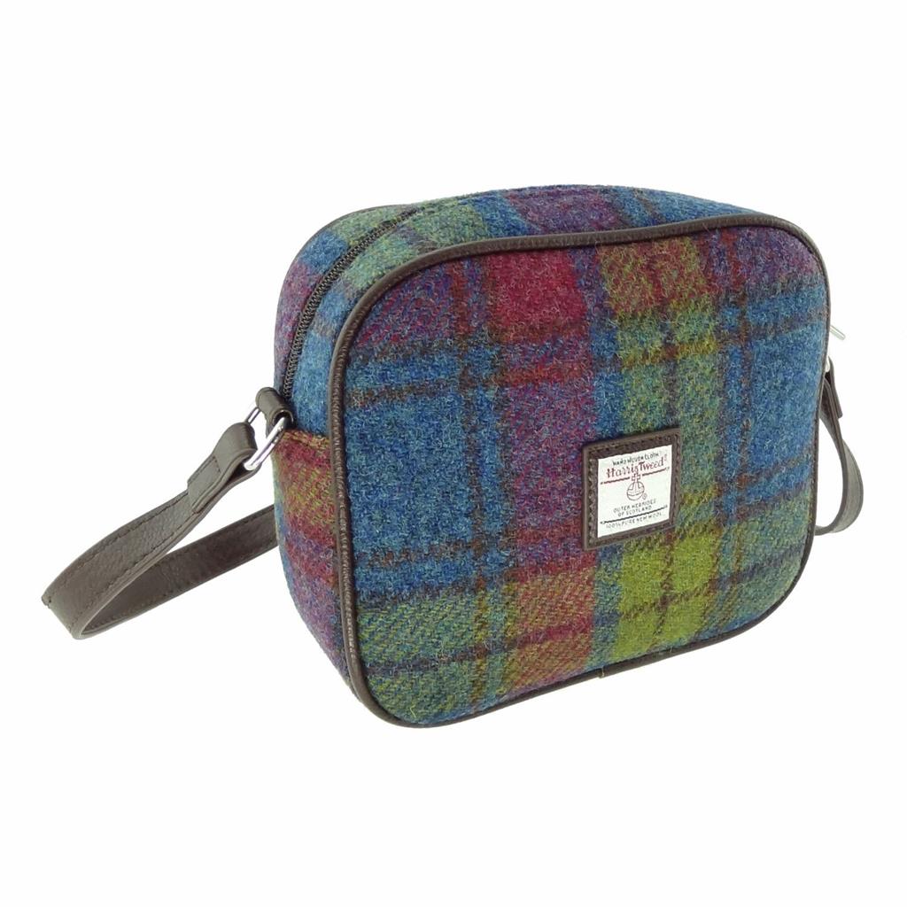 Blue Pink Green Tweed Almond Handbag