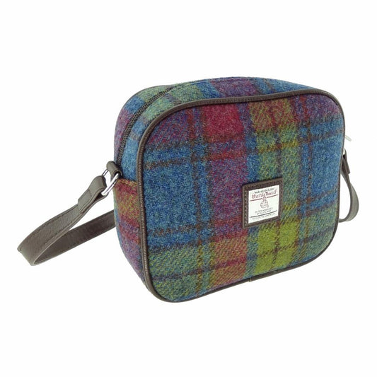 Blue Pink Green Tweed Almond Handbag