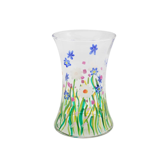 Beautiful Hand Painted White Daisy Flowers Glass Vase