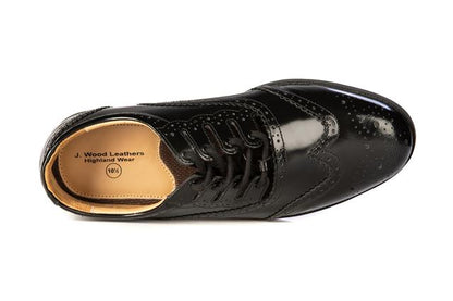 Synthetic Sole Black Leather Ghillie Brogues