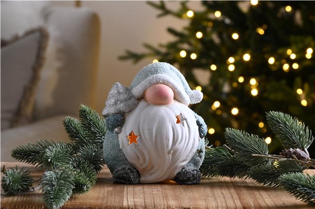 13cm Ceramic LED Gonk With Silver Christmas Tree