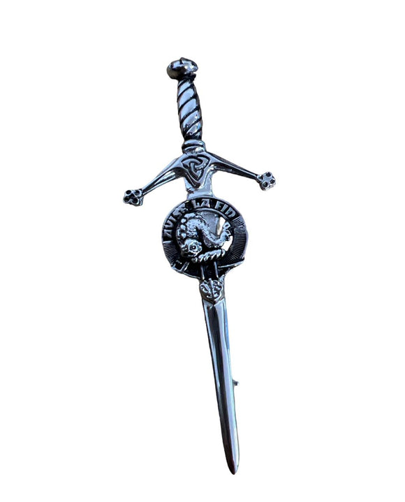 Kennedy Clan Crest Pewter Sword Kilt Pin