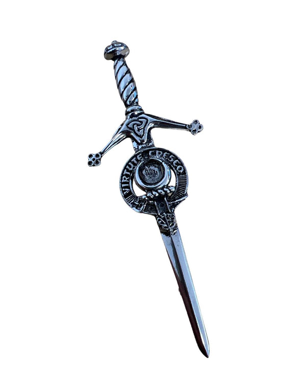 Leask Clan Crest Pewter Sword Kilt Pin