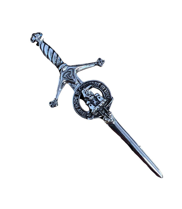 MacDonald of Clanranald Clan Crest Pewter Sword Kilt Pin