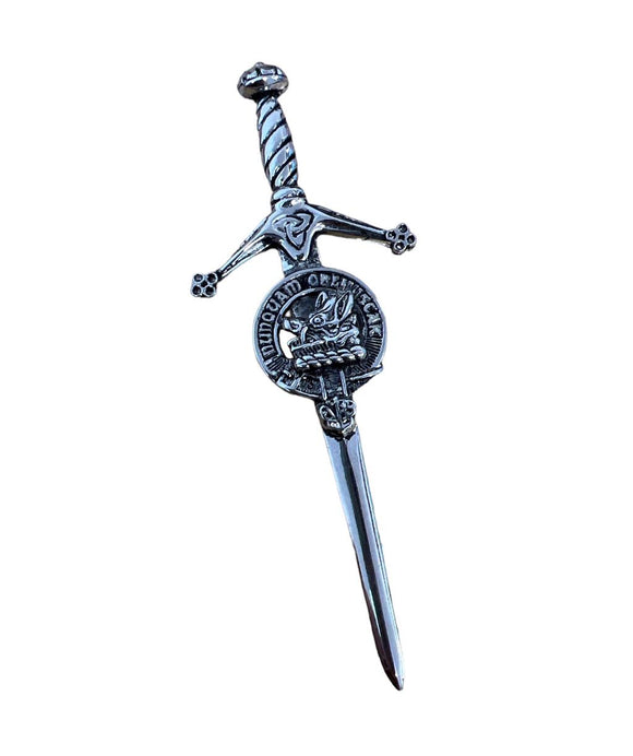 MacIver Clan Crest Pewter Sword Kilt Pin