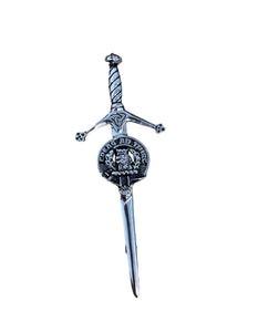 MacLaren Clan Crest Pewter Sword Kilt Pin