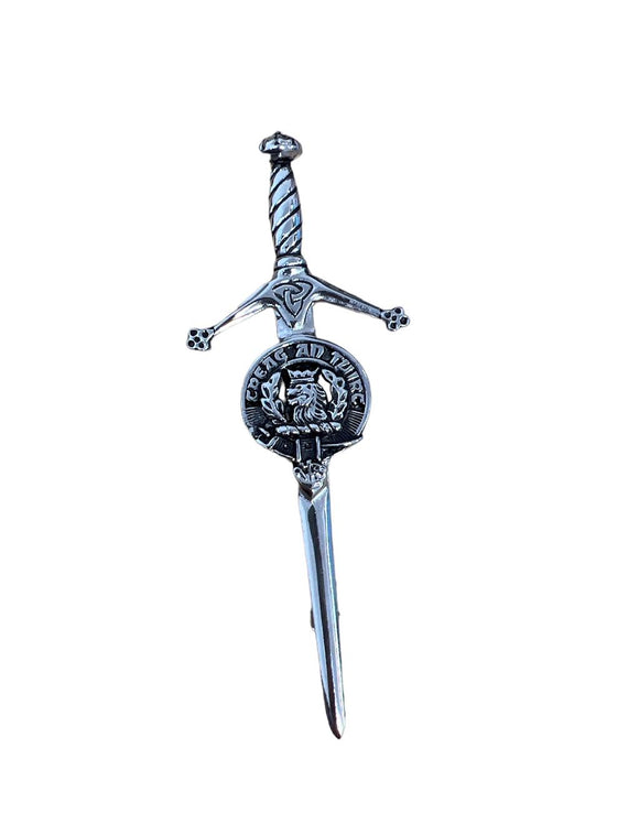 MacLaren Clan Crest Pewter Sword Kilt Pin