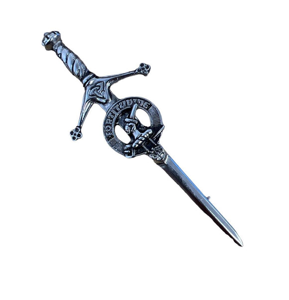 MacRae Clan Crest Pewter Sword Kilt Pin