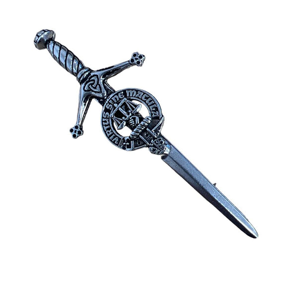 Russell Clan Crest Pewter Sword Kilt Pin