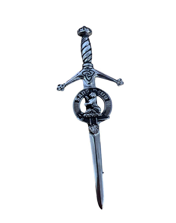 Sutherland Clan Crest Pewter Sword Kilt Pin