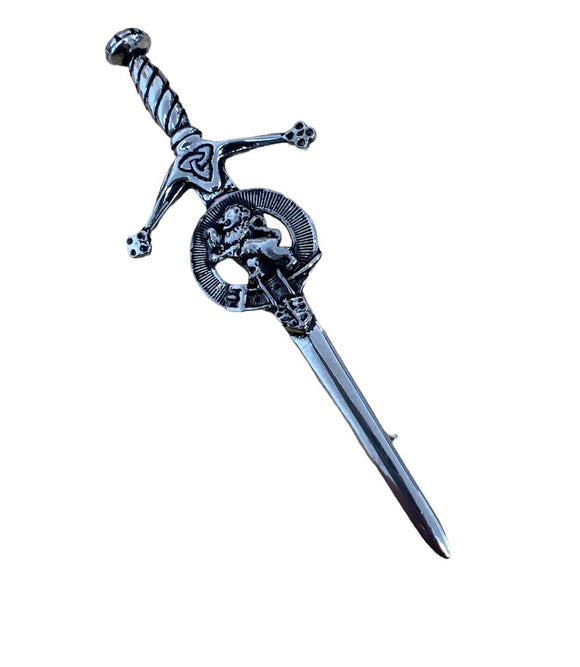 Lion Rampant Clan Crest Pewter Sword Kilt Pin