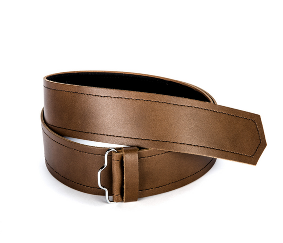 Norwood Collection Adjustable Velcro Brown leather Scottish Kilt Belt In 4 Sizes