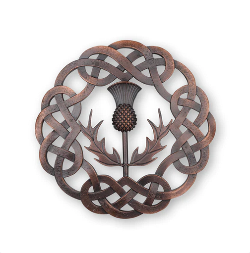 Scottish Thistle Ropework Circular Chocolate Bronze Pewter Traditional Plaid Brooch