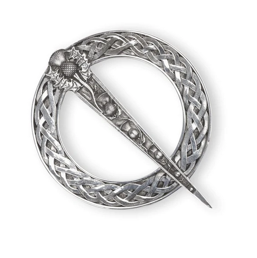Celtic Thistle Ring Polished Pewter ScottishTraditional Plaid Brooch