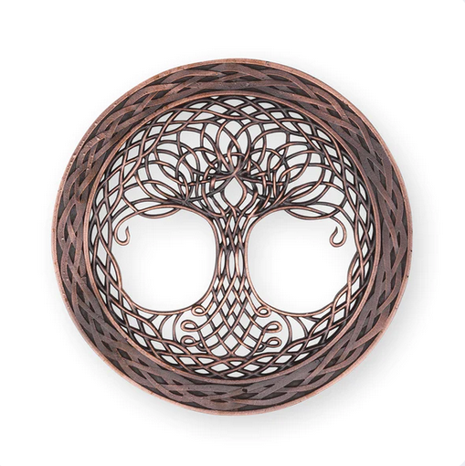 Scottish Celtic Tree Of Life Chocolate Bronze Pewter Traditional Plaid Brooch
