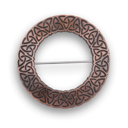 Stunning Fáinne Celtic Circle Chocolate Bronze Pewter Traditional Scottish Plaid Brooch