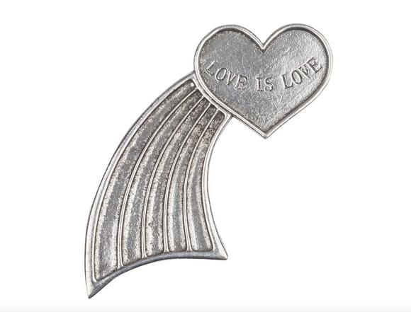 'Love Is Love' Heart Progress Pride LBGTQ+ Polished Pewter Scottish Kilt Pin