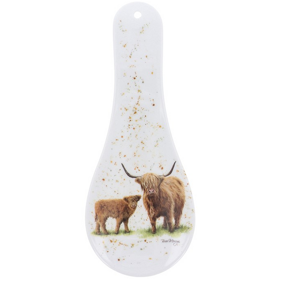 Lovely Happy Highland Cow Coo And Calf Melamine Kitchen Spoon Rest