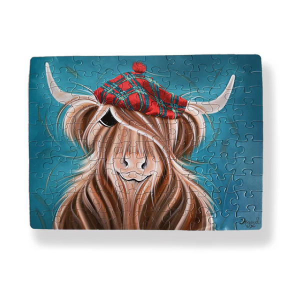 Scottish Highland Cow Coo With Hat 'Hamish' 100 Piece Jigsaw Puzzle