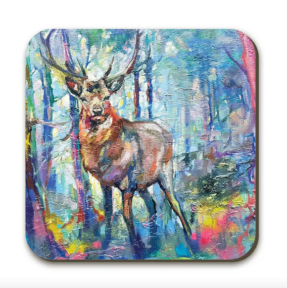 Wraptious Sue Gardener Mystic Stag Colourful Coaster Table Mat