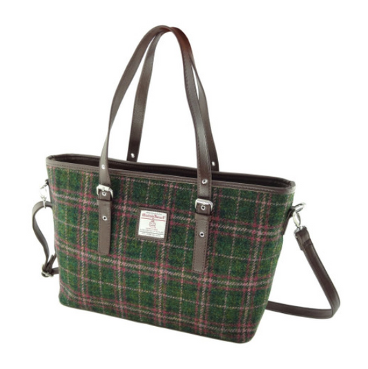 Dark Green & Plum Tartan Large Handbag