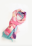 Lovely Lightweight Colourful Brushed Hearts Scarf In Peach