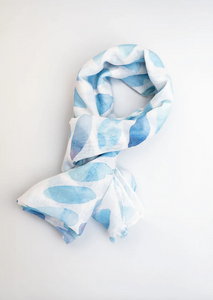 Lovely Lightweight Colourful Petal Design Scarf In Blue