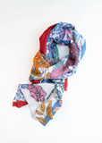 Lovely Lightweight Colourful Botanical Floral Design Scarf In Blueberry