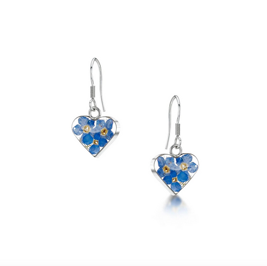 Forget Me Not Heart Dangle Earrings