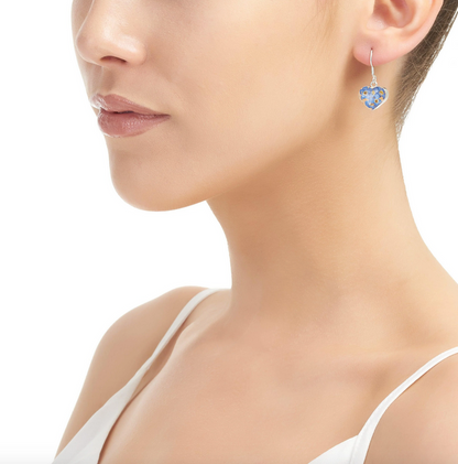 Forget Me Not Heart Dangle Earrings