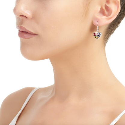 Mixed Flower Heart Dangle Earrings