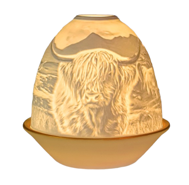 Tall Dome Tealight Holder - Highland Cow