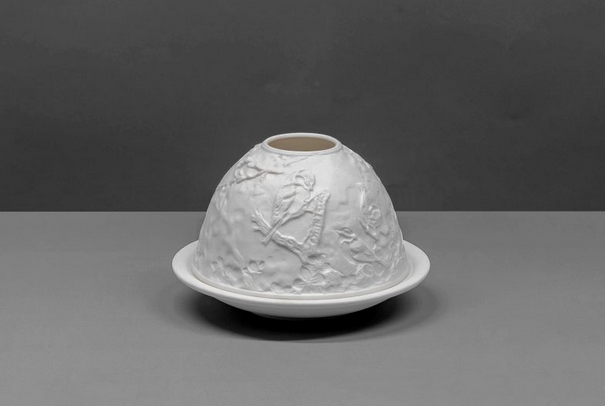 Small Dome Tealight Holder - Blue Tits And Blossoms