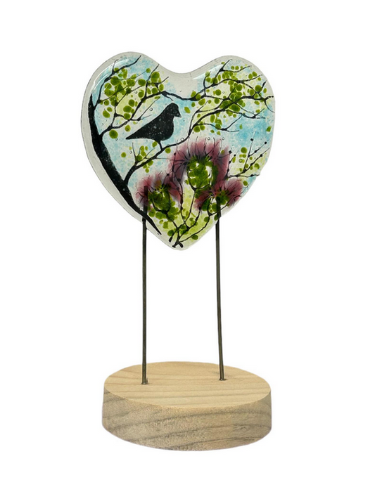 Blackbird & Thistle Fused Glass Panel