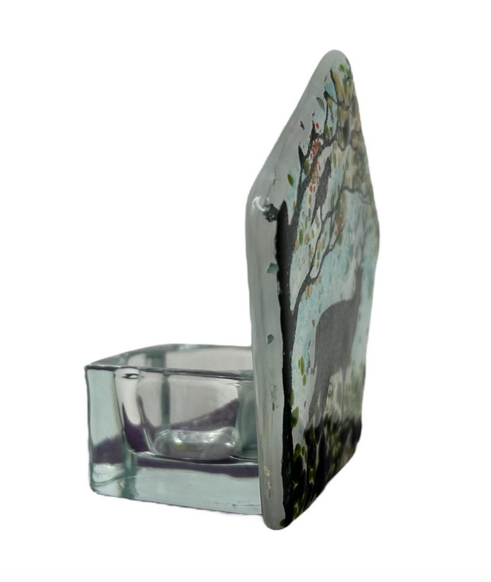 Highland Stag Glass Tea Light Holder
