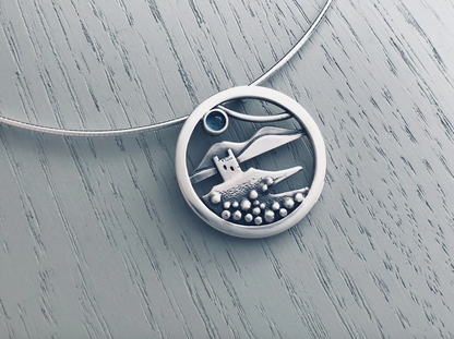 Solid Silver Orkney Jewellery Scottish Castle View Large Necklet Pendant