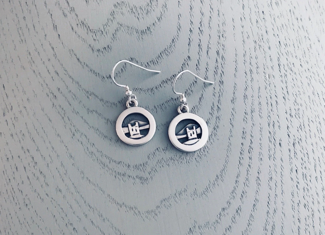 Solid Silver Castle Earrings